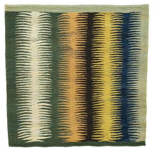 Full view of New Kilim Sofre rug from Turkey, 101 × 101 cm in Multi Color tones