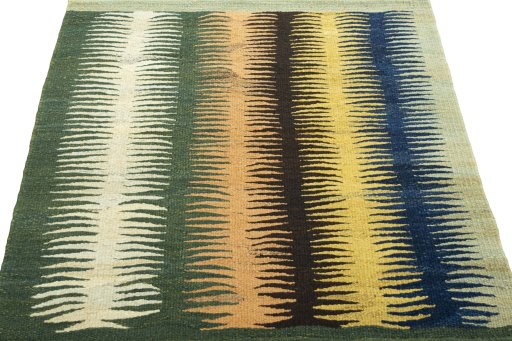 Close-up detail of New Kilim Sofre rug from Turkey showing Wool weave