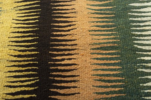 Backside of handmade New Kilim Sofre rug showing knot structure and weave density