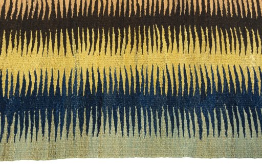 Close-up detail of New Kilim Sofre rug from Turkey showing Wool weave