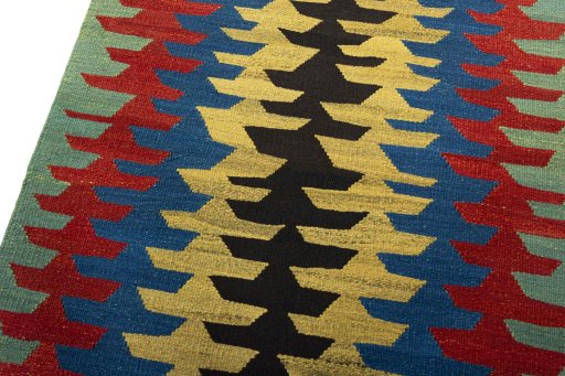 Surface texture of New Kilim Sofre rug with natural Wool and intricate pattern