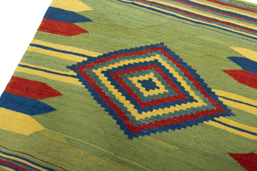 Surface texture of New Kilim Sofre rug with natural Wool and intricate pattern