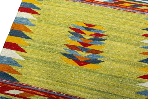 Surface texture of New Kilim Sofre rug with natural Wool and intricate pattern