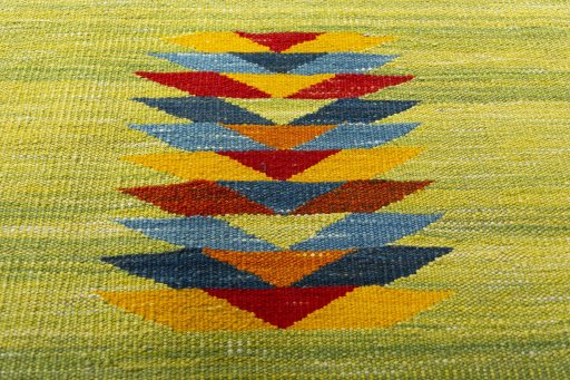 Backside of handmade New Kilim Sofre rug showing knot structure and weave density