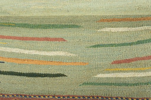 Full view of New Kilim Sofre rug from Turkey, 111 × 96 cm in Multi Color tones