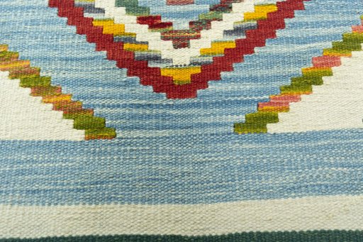 Backside of handmade New Kilim Sofre rug showing knot structure and weave density