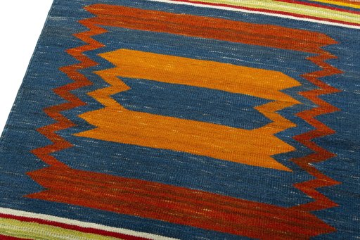 Surface texture of New Kilim Sofre rug with natural Wool and intricate pattern