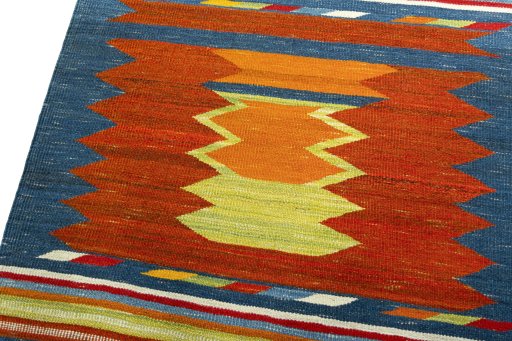 Surface texture of New Kilim Sofre rug with natural Wool and intricate pattern