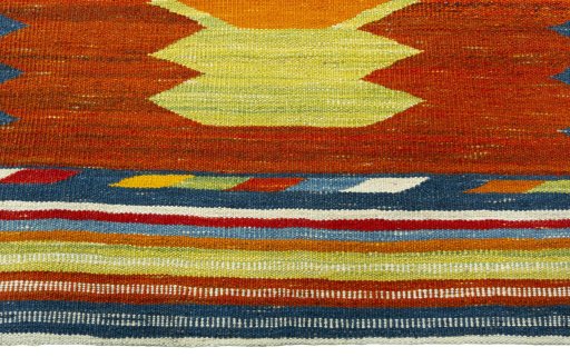 Central medallion detail of New Kilim Sofre rug from Turkey