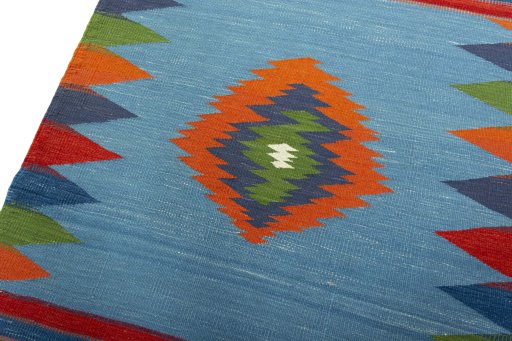Surface texture of New Kilim Sofre rug with natural Wool and intricate pattern