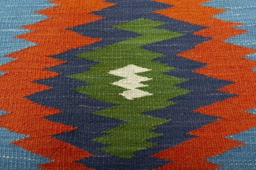 Backside of handmade New Kilim Sofre rug showing knot structure and weave density