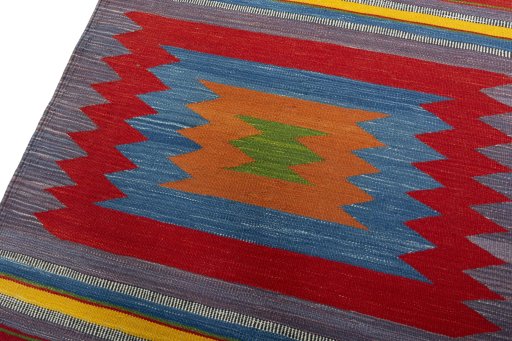 Surface texture of New Kilim Sofre rug with natural Wool and intricate pattern