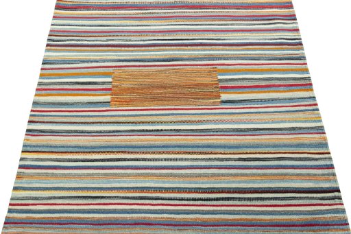 Close-up detail of New Kilim Sofre rug from Turkey showing Wool weave