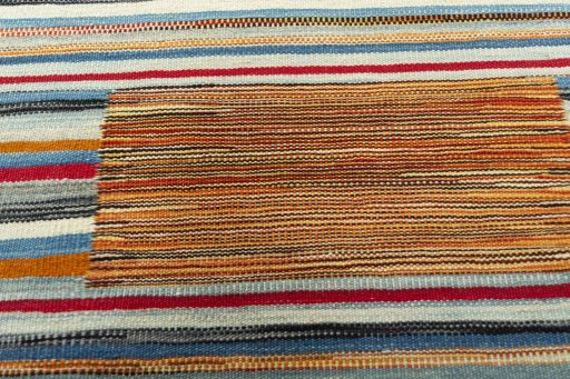Backside of handmade New Kilim Sofre rug showing knot structure and weave density