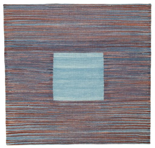 Full view of New Kilim Sofre rug from Turkey, 99 × 102 cm in Multi Color tones