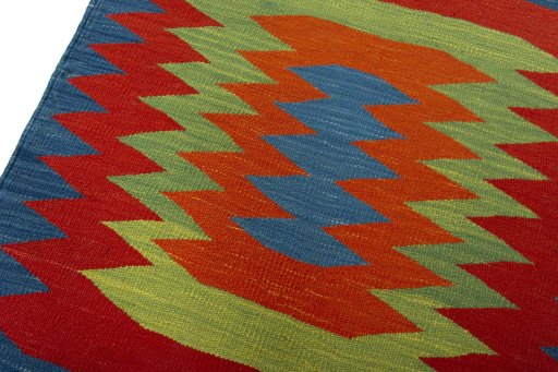 Surface texture of New Kilim Sofre rug with natural Wool and intricate pattern
