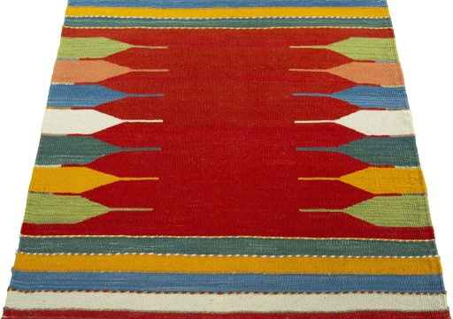 Close-up detail of New Kilim Sofre rug from Turkey showing Wool weave