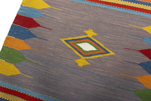 Surface texture of New Kilim Sofre rug with natural Wool and intricate pattern
