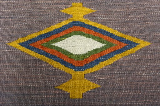 Backside of handmade New Kilim Sofre rug showing knot structure and weave density