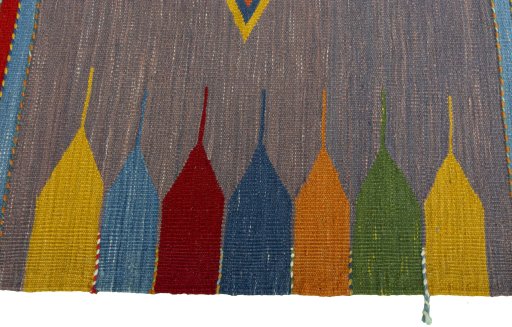 Close-up detail of New Kilim Sofre rug from Turkey showing Wool weave
