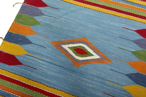 Surface texture of New Kilim Sofre rug with natural Wool and intricate pattern