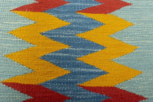 Backside of handmade New Kilim Sofre rug showing knot structure and weave density