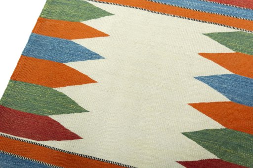 Surface texture of New Kilim Sofre rug with natural Wool and intricate pattern