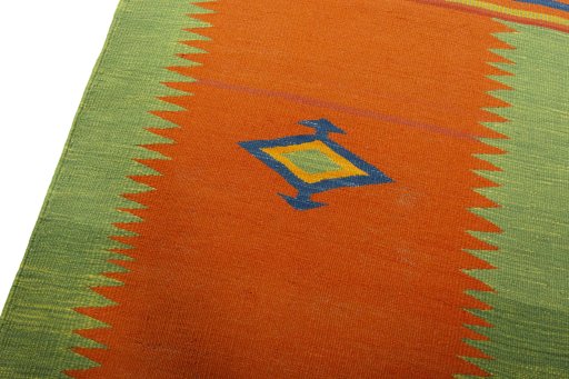 Surface texture of New Kilim Sofre rug with natural Wool and intricate pattern