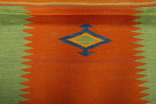 Full view of New Kilim Sofre rug from Turkey, 117 × 89 cm in Multi Color tones