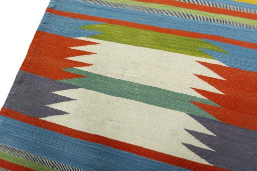 Surface texture of New Kilim Sofre rug with natural Wool and intricate pattern