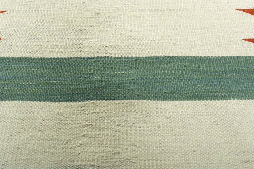 Backside of handmade New Kilim Sofre rug showing knot structure and weave density
