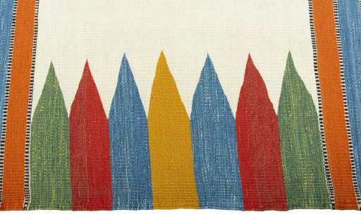 Close-up detail of New Kilim Sofre rug from Turkey showing Wool weave