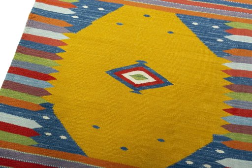 Surface texture of New Kilim Sofre rug with natural Wool and intricate pattern