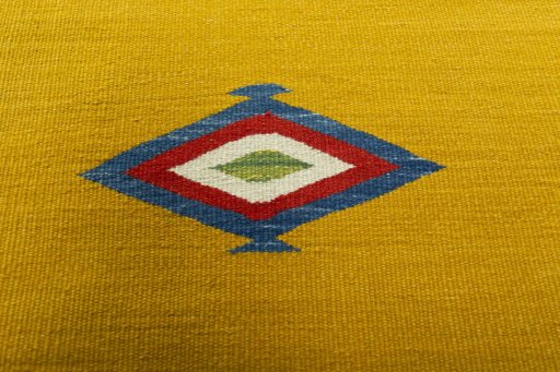 Backside of handmade New Kilim Sofre rug showing knot structure and weave density