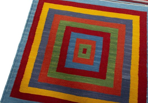 Surface texture of New Kilim Sofre rug with natural Wool and intricate pattern