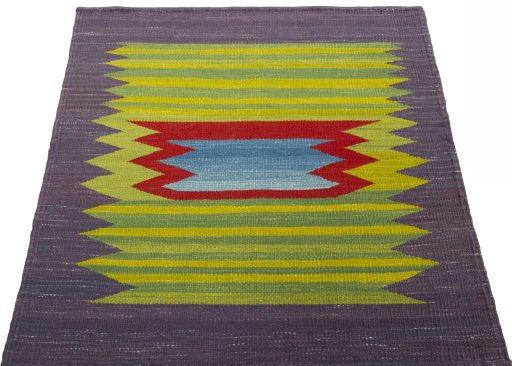 Close-up detail of New Kilim Sofre rug from Turkey showing Wool weave