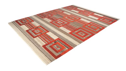 Close-up detail of New Modern Design rug from Iran / Persia showing Wool weave