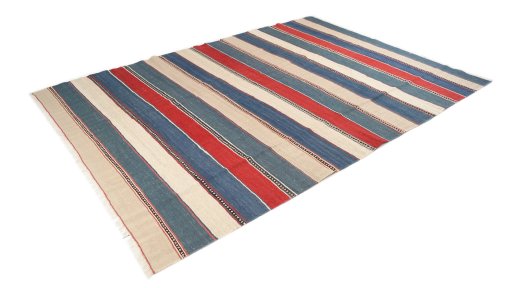 Close-up detail of 1980s Modern Design rug from Iran / Persia showing Wool weave
