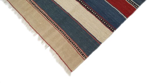 Backside of handmade 1980s Modern Design rug showing knot structure and weave density