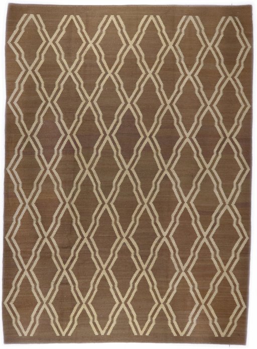Full view of New Modern Design rug from Iran / Persia, 295 × 210 cm in Brown tones