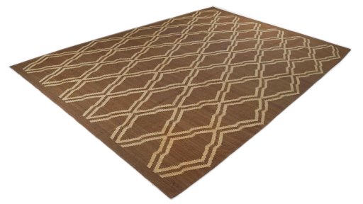 Close-up detail of New Modern Design rug from Iran / Persia showing Wool weave