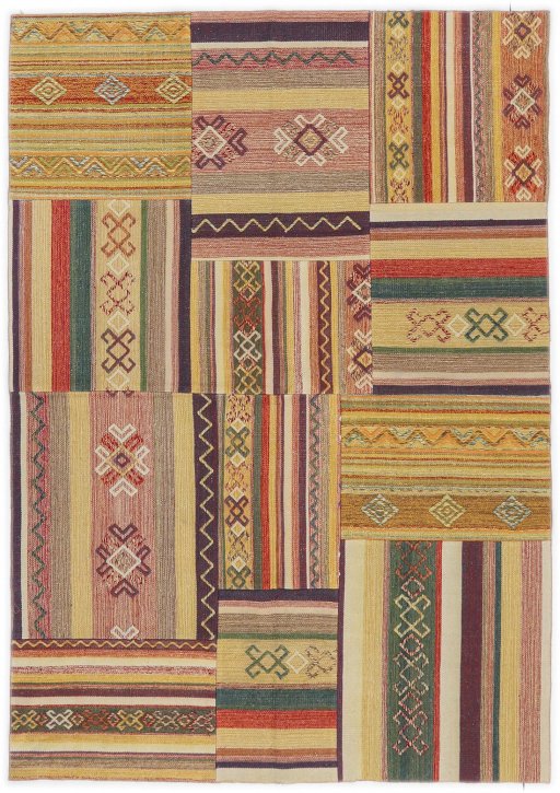 Full view of New Modern Design rug from Iran / Persia, 192 × 123 cm in Multi Color tones