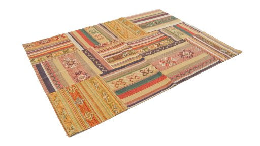 Corner detail of New Modern Design rug showing border pattern and Cotton pile