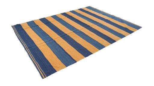 Corner detail of 1990s Modern Design rug showing border pattern and Wool pile