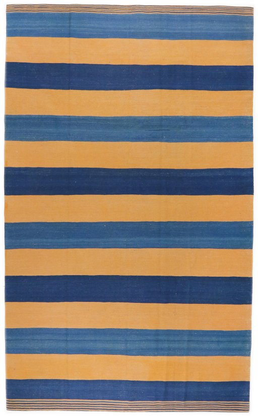Full view of New Modern Design rug from Iran / Persia, 335 × 201 cm in Blue tones