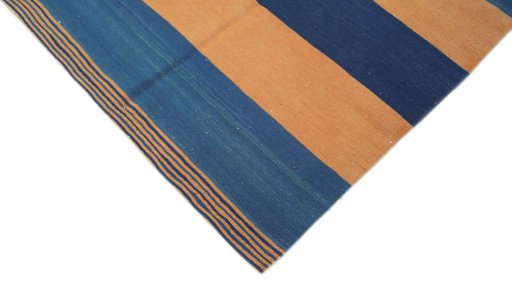 Backside of handmade New Modern Design rug showing knot structure and weave density