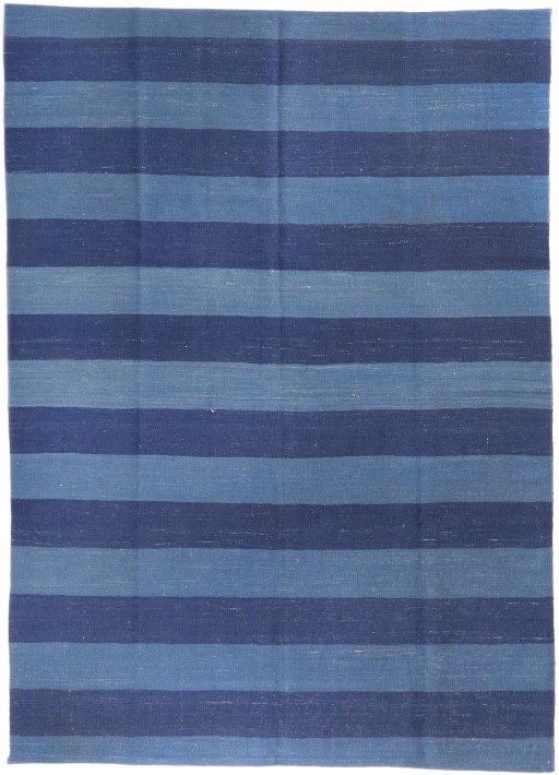 Full view of New Modern Design rug from Iran / Persia, 236 × 170 cm in Blue tones