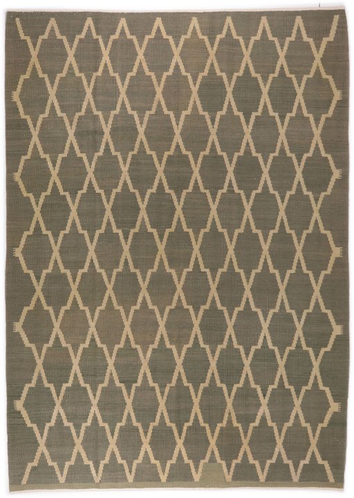 Full view of New Modern Design rug from Iran / Persia, 295 × 211 cm in Brown tones