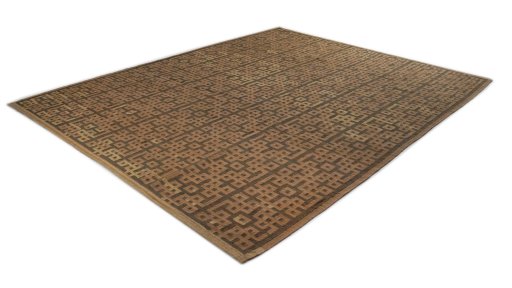 Corner detail of New Modern Design rug showing border pattern and Wool pile