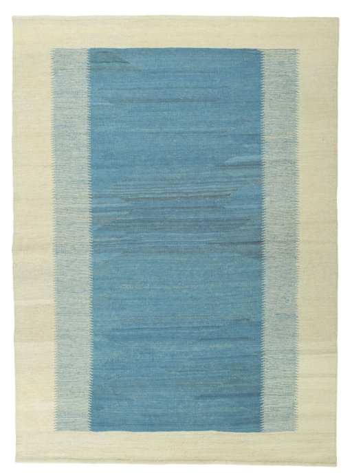 Full view of New Modern Design rug from Iran / Persia, 237 × 171 cm in Blue tones